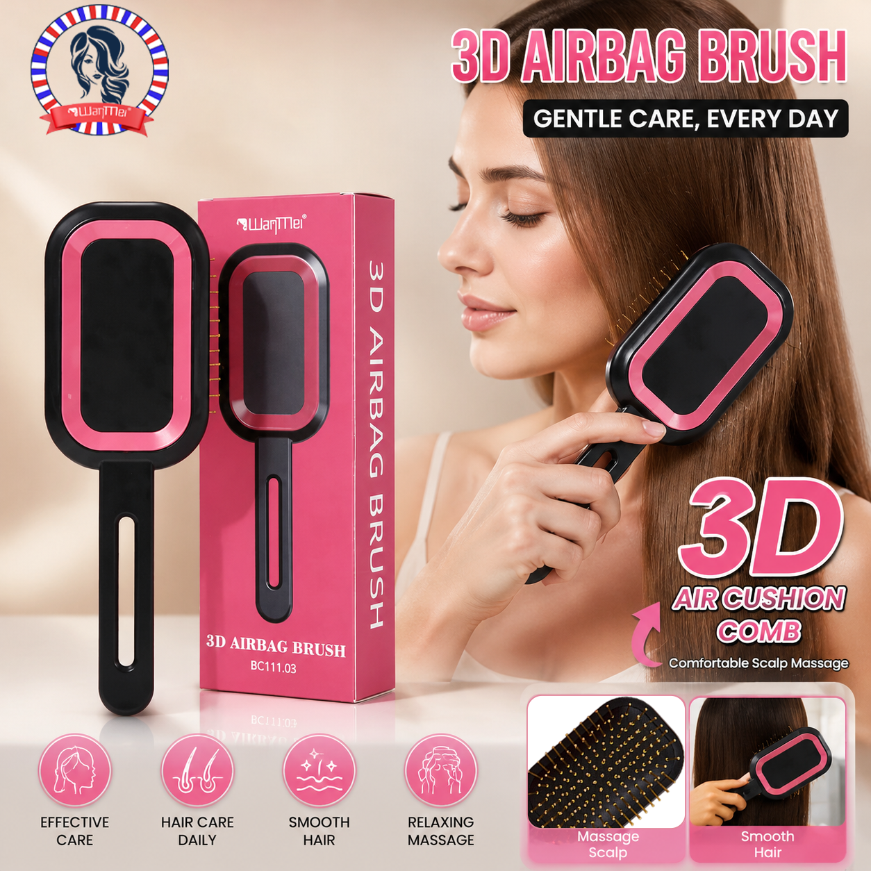 3D Air Cushion Comb Self-clean - Hair Care Is Self Care ulasan dan harga