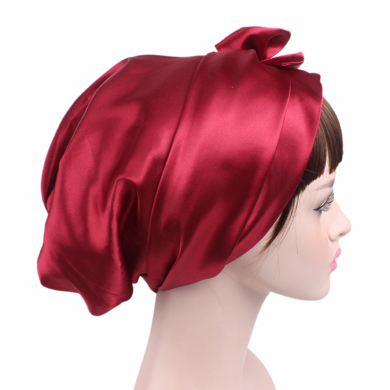 Women Silk Satin Night Sleepin - Hair Care Long Hair ulasan dan harga