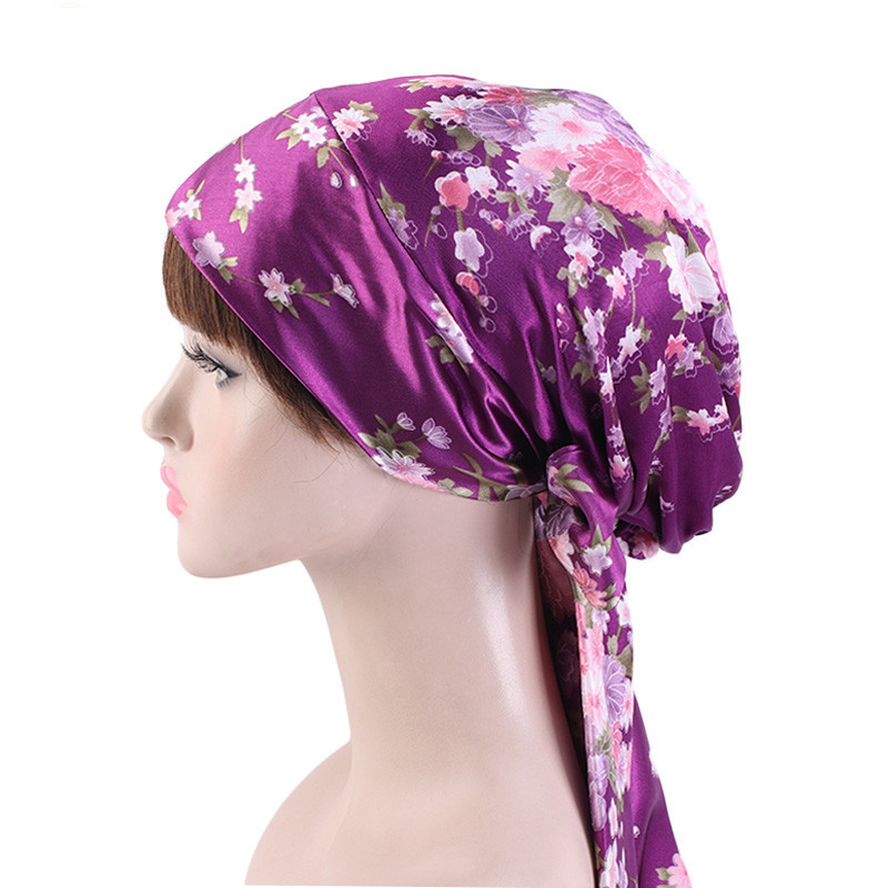 Women Silk Satin Night Sleepin - Hair Care Long Hair ulasan dan harga