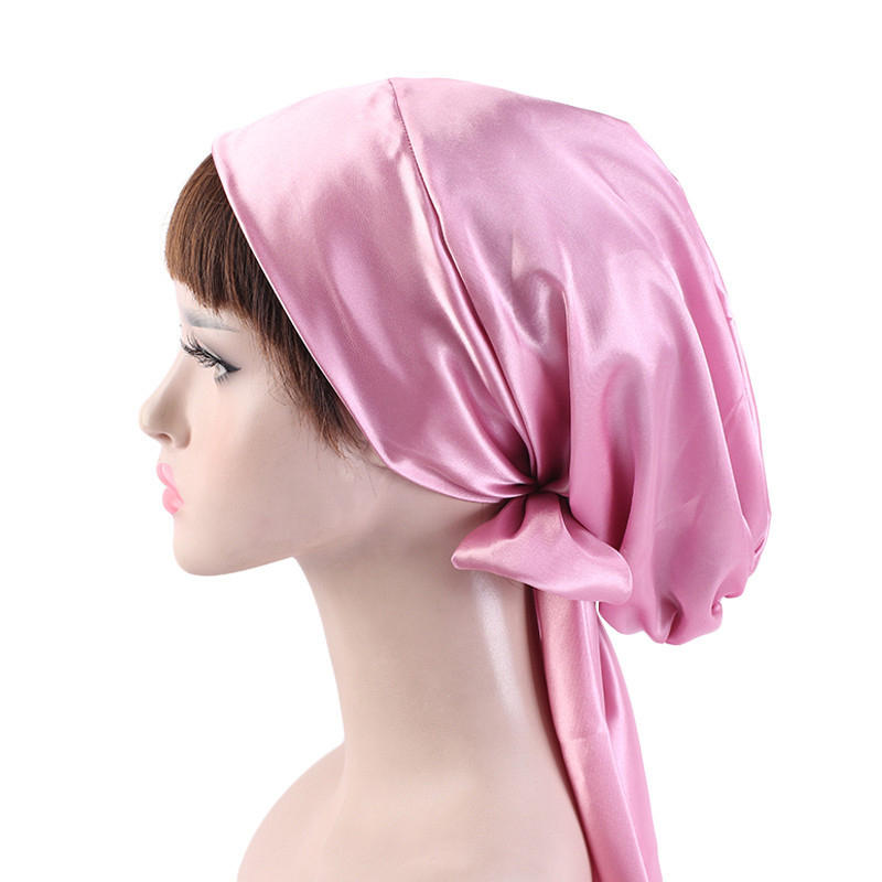 Women Silk Satin Night Sleepin - Hair Care Long Hair ulasan dan harga