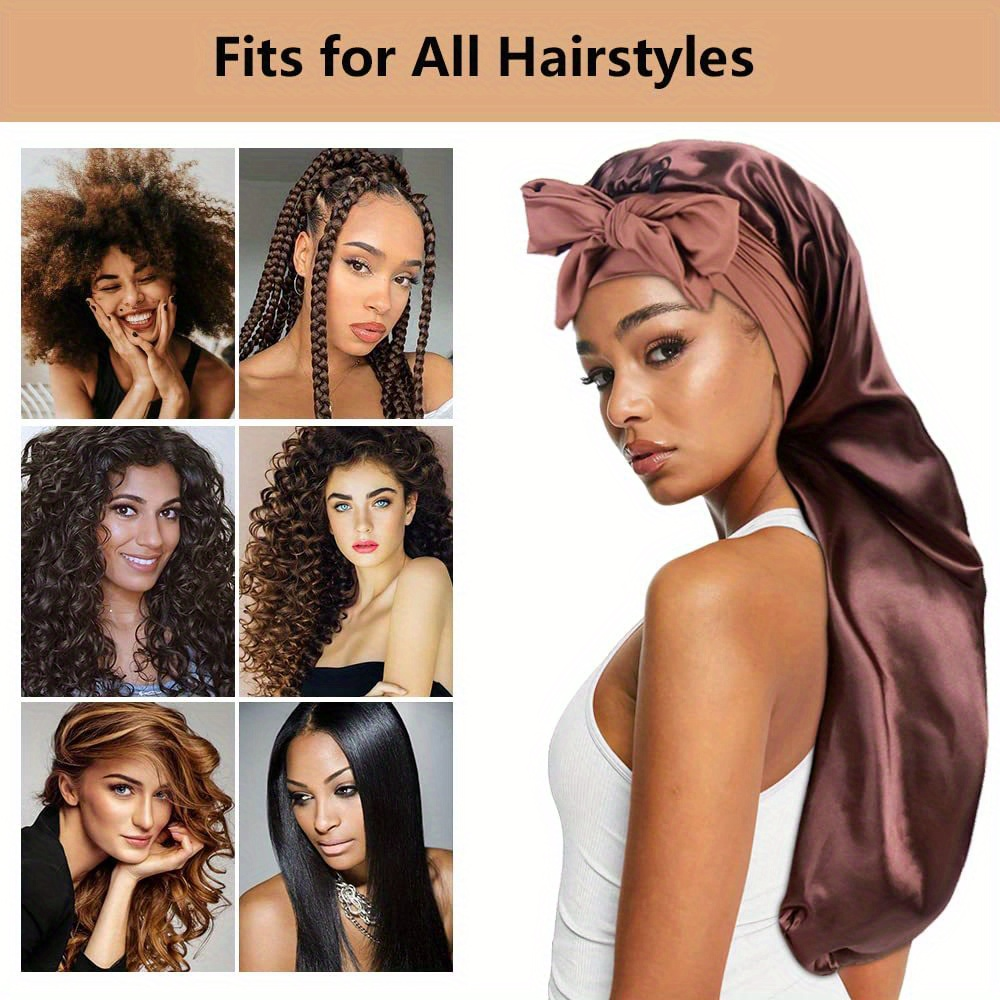 2pcs Extra-Large Satin Bonnets - Hair Care Long Hair ulasan dan harga