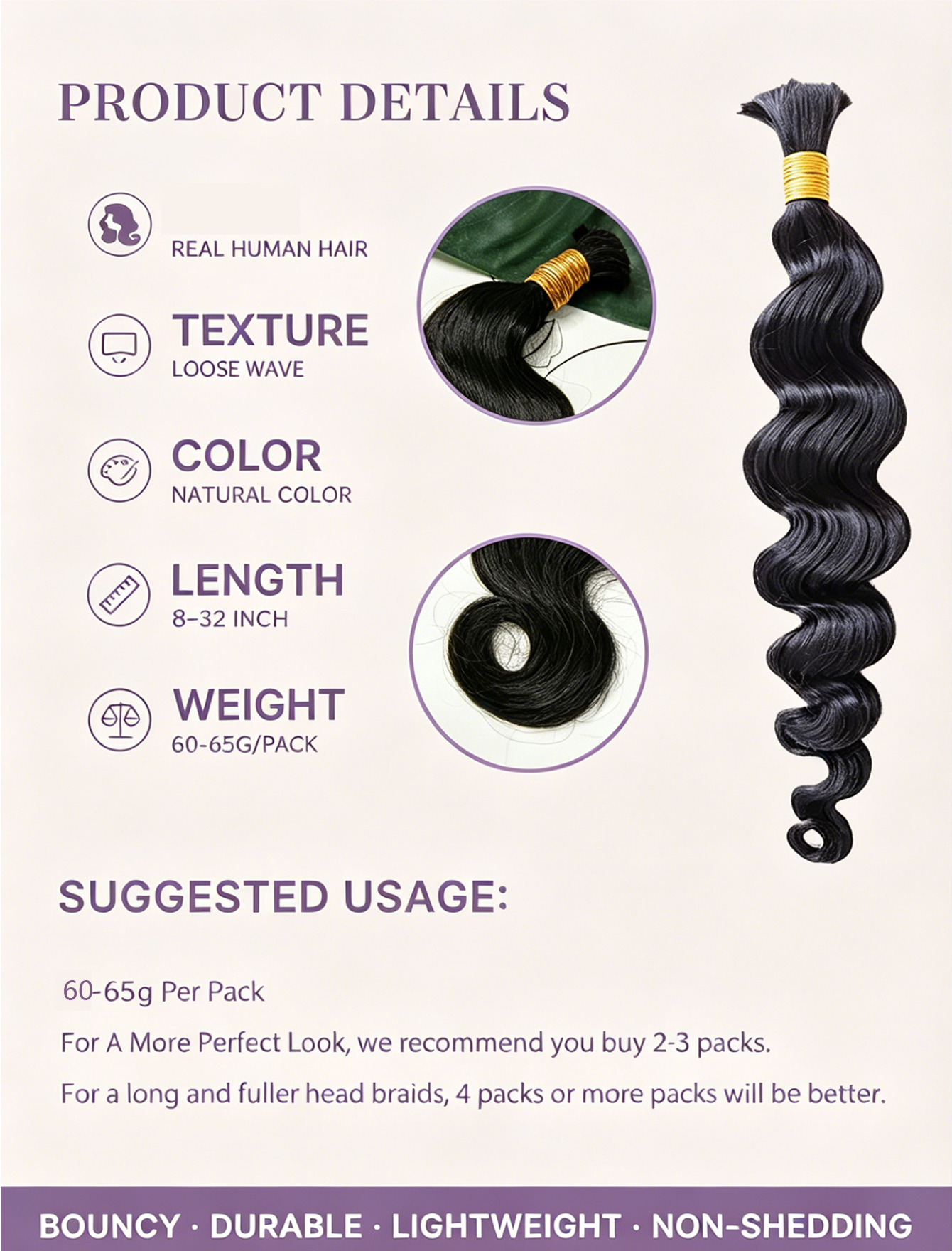 24 26 Inch Body Wave Bulk Huma - Hair Care Long Hair ulasan dan harga