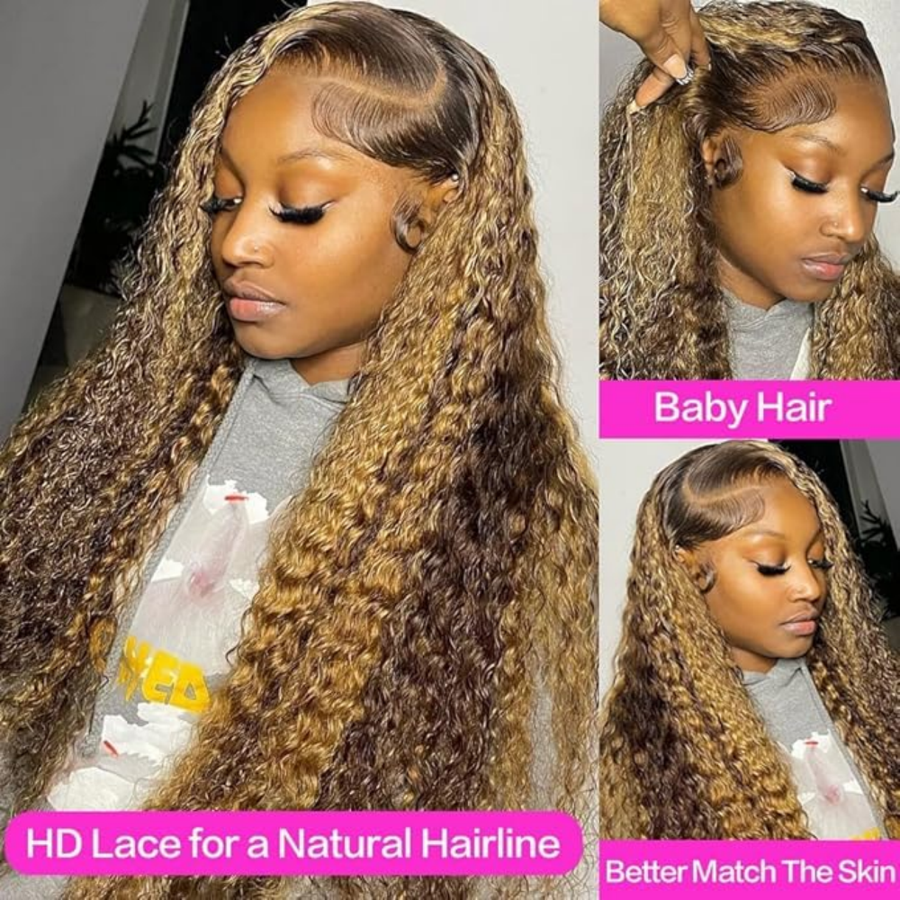 Highlight Curly Wig 13x4 Lace  - Hair Care Long Hair ulasan dan harga